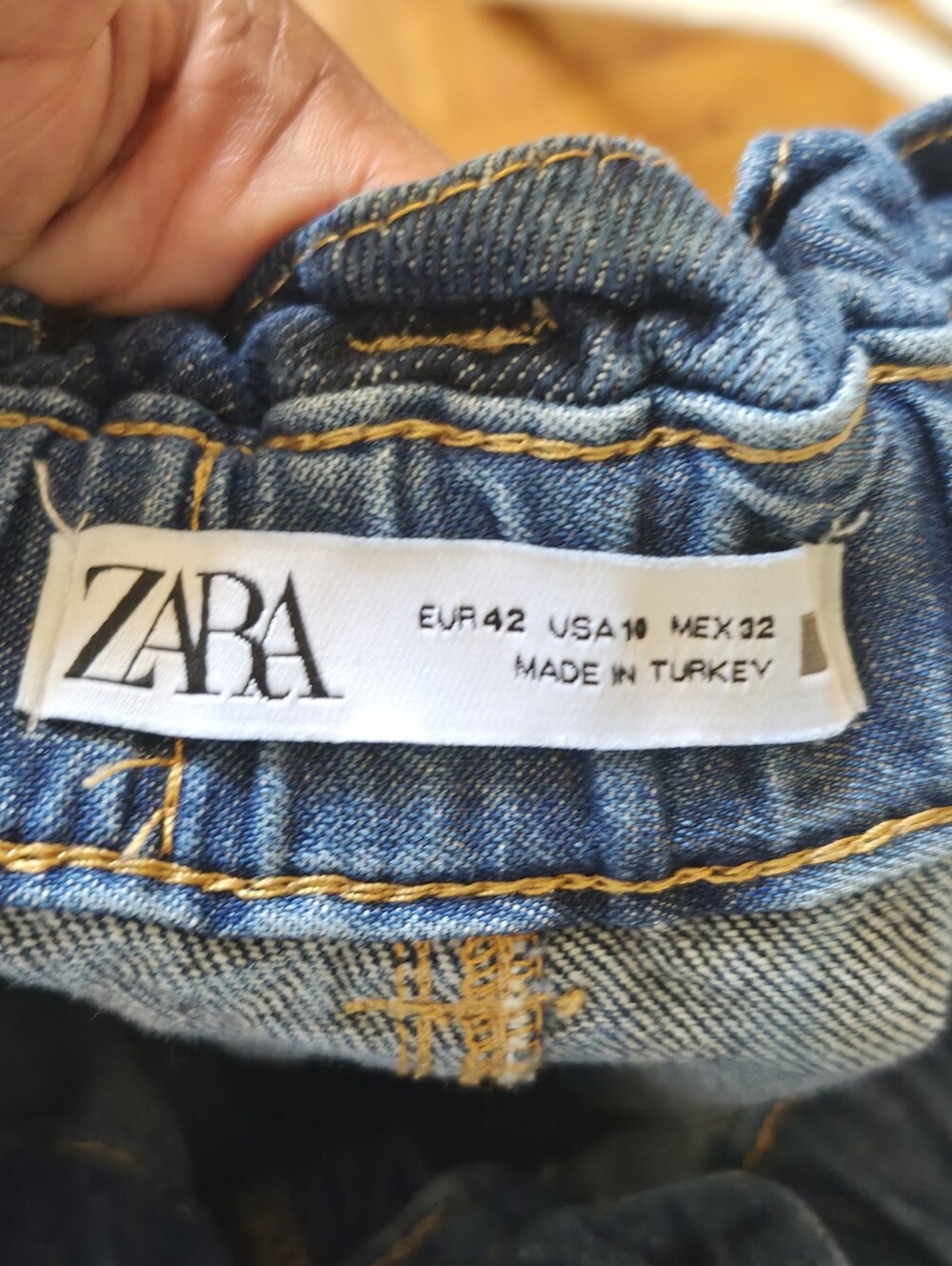 Zara Paperbag Barrel Leg Jeans Women's Size 10 High Rise 100% Cotton Dark Wash - Picture 5 of 6